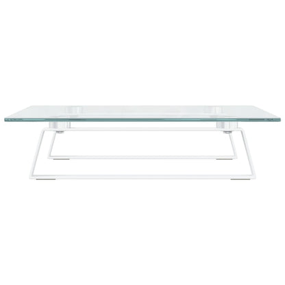 vidaXL Support de moniteur blanc 40x35x8 cm verre trempé et métal