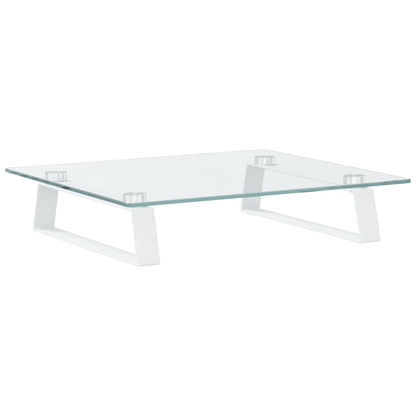 vidaXL Support de moniteur blanc 40x35x8 cm verre trempé et métal
