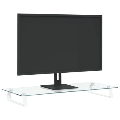 vidaXL Support de moniteur blanc 80x35x8 cm verre trempé et métal
