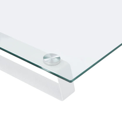 vidaXL Support de moniteur blanc 80x35x8 cm verre trempé et métal