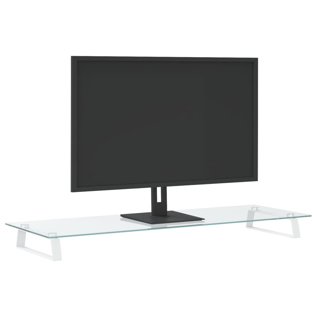 vidaXL Support de moniteur blanc 100x35x8 cm verre trempé et métal