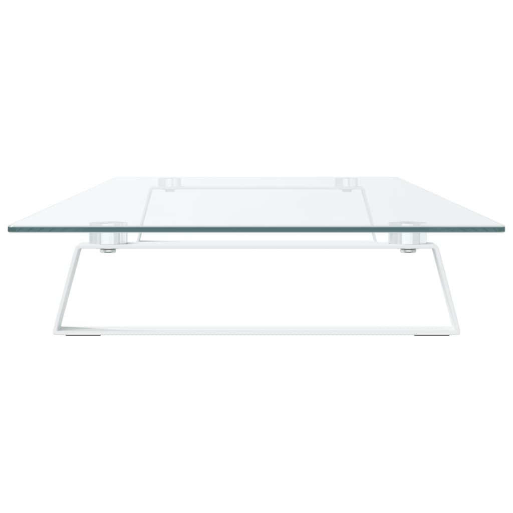 vidaXL Support de moniteur blanc 100x35x8 cm verre trempé et métal