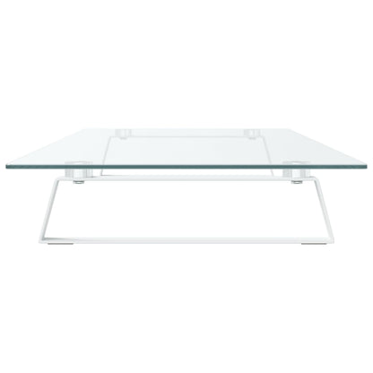 vidaXL Support de moniteur blanc 100x35x8 cm verre trempé et métal