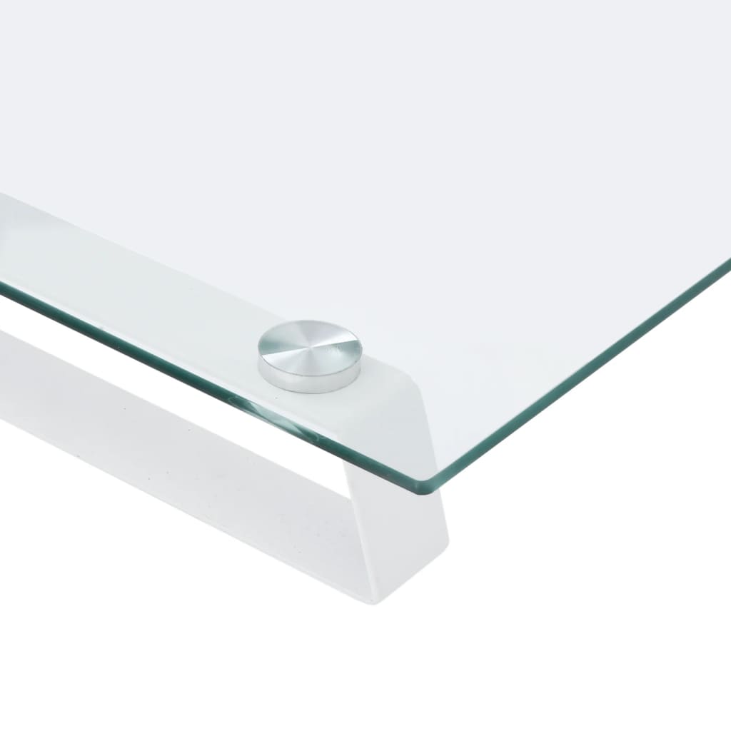vidaXL Support de moniteur blanc 100x35x8 cm verre trempé et métal