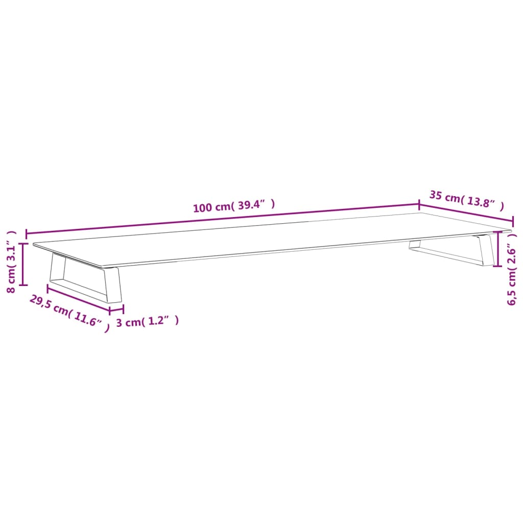 vidaXL Support de moniteur blanc 100x35x8 cm verre trempé et métal