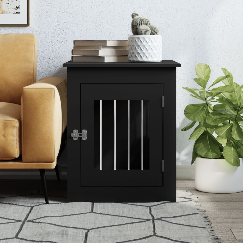 vidaXL Meuble de cage pour chiens noir 55x75x65 cm bois d'ingénierie