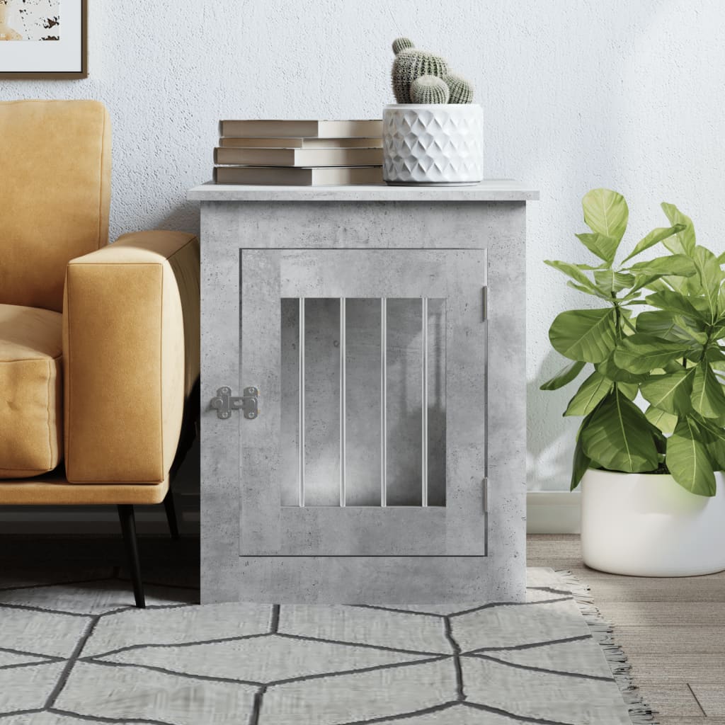 vidaXL Meuble de cage pour chiens gris béton 55x75x65 cm