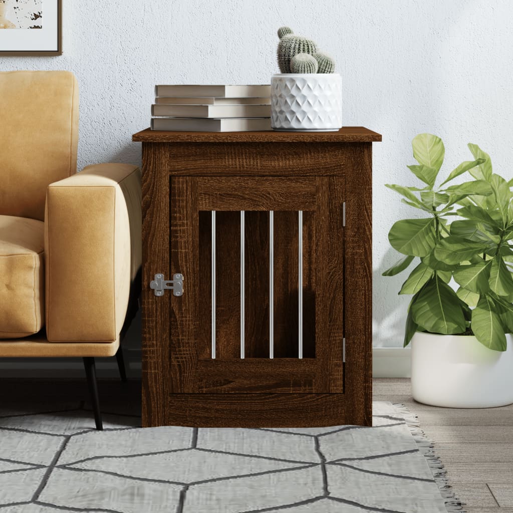 vidaXL Meuble de cage pour chiens chêne marron 55x75x65 cm