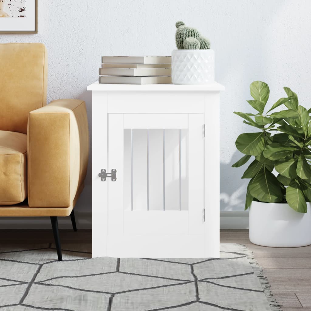 vidaXL Meuble de cage pour chiens blanc 55x80x68 cm bois d'ingénierie