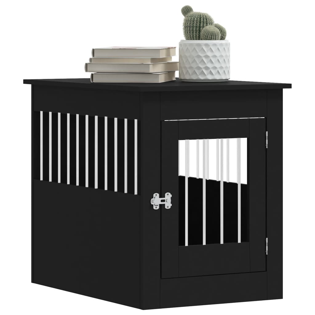 vidaXL Meuble de cage pour chiens noir 55x80x68 cm bois d'ingénierie