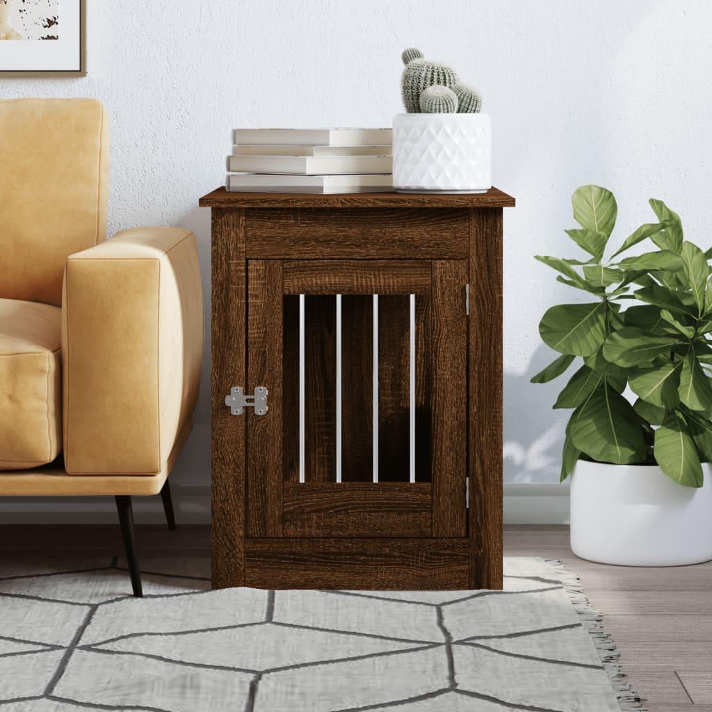 vidaXL Meuble de cage pour chiens chêne marron 55x80x68 cm