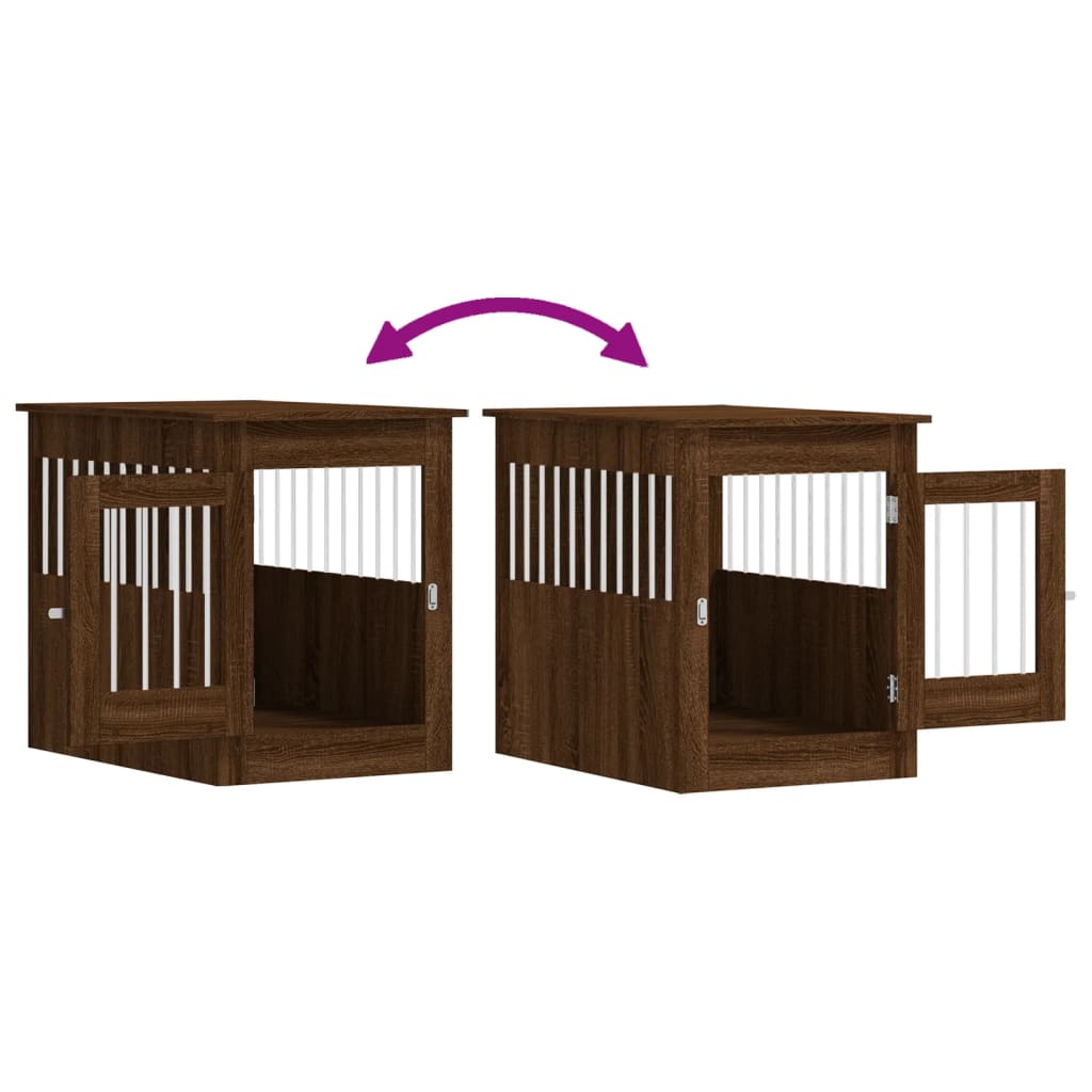 vidaXL Meuble de cage pour chiens chêne marron 55x80x68 cm