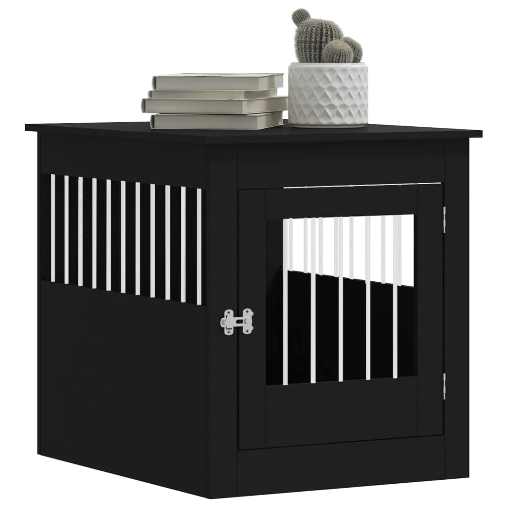 vidaXL Meuble de cage pour chiens noir 64,5x80x71 cm bois d'ingénierie