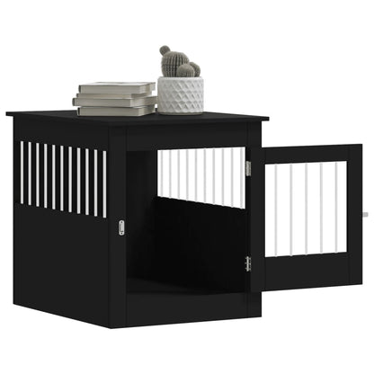 vidaXL Meuble de cage pour chiens noir 64,5x80x71 cm bois d'ingénierie