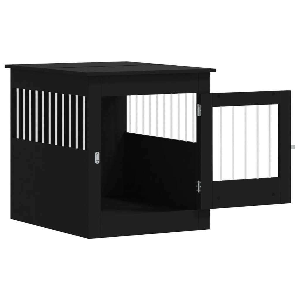 vidaXL Meuble de cage pour chiens noir 64,5x80x71 cm bois d'ingénierie