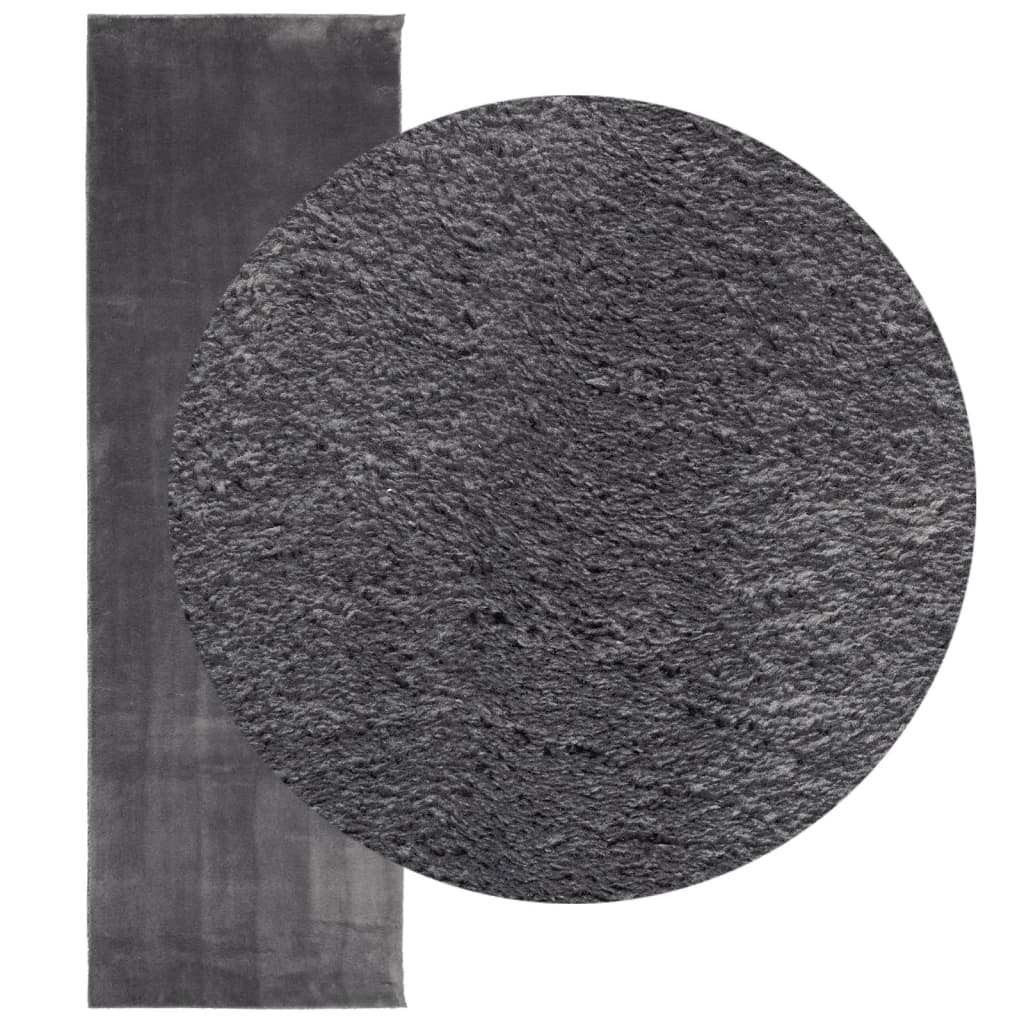 vidaXL Tapis HUARTE à poils courts doux et lavable anthracite 80x250cm