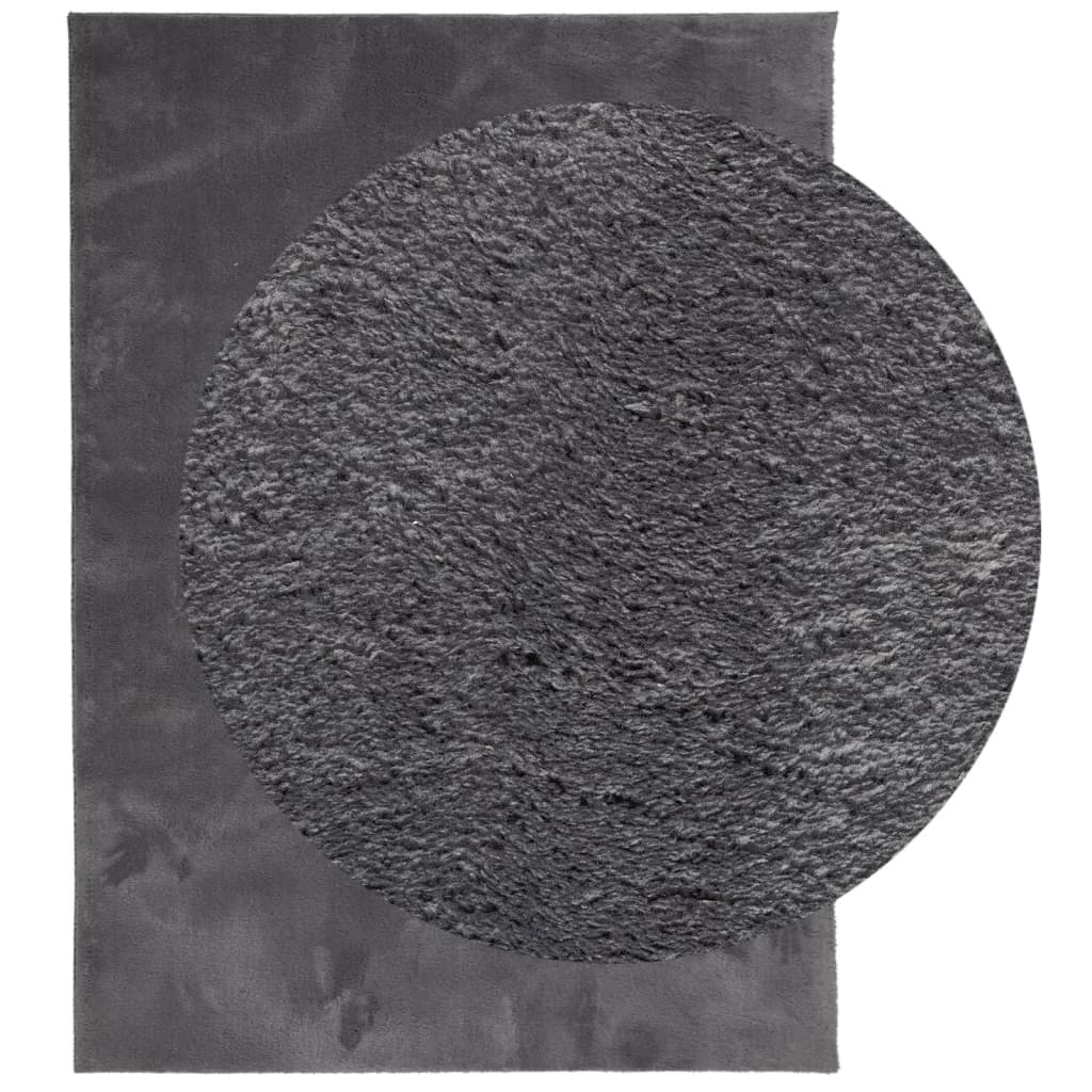 vidaXL Tapis HUARTE à poils courts doux lavable anthracite 120x170 cm