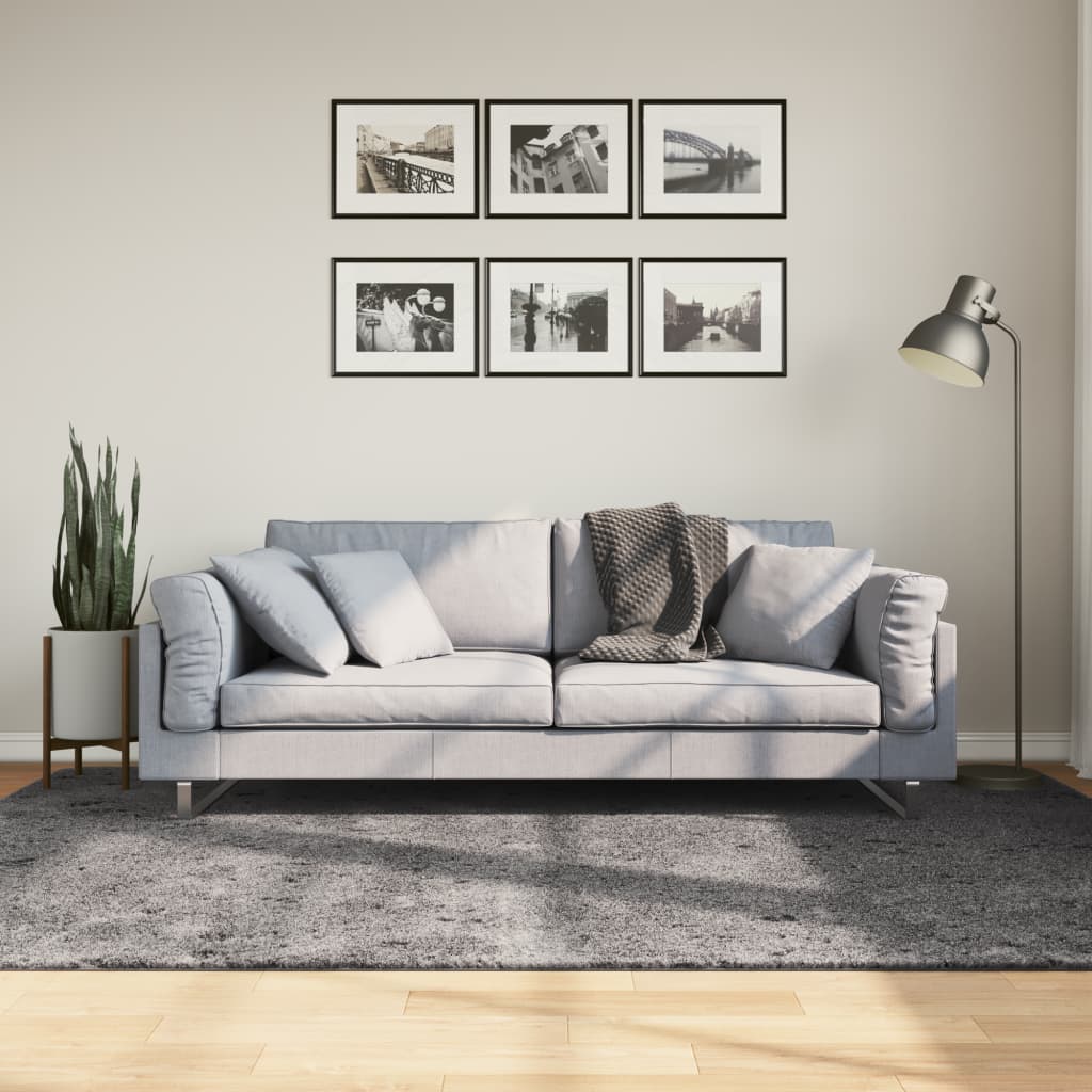 vidaXL Tapis HUARTE à poils courts doux lavable anthracite 160x230 cm