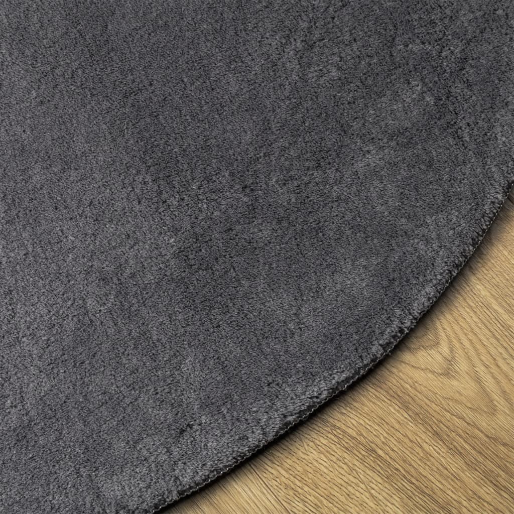 vidaXL Tapis HUARTE à poils courts doux et lavable anthracite Ø 200 cm