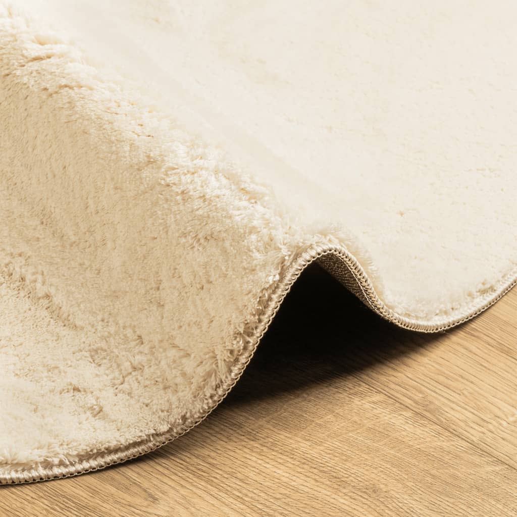 vidaXL Tapis HUARTE à poils courts doux et lavable crème Ø 80 cm