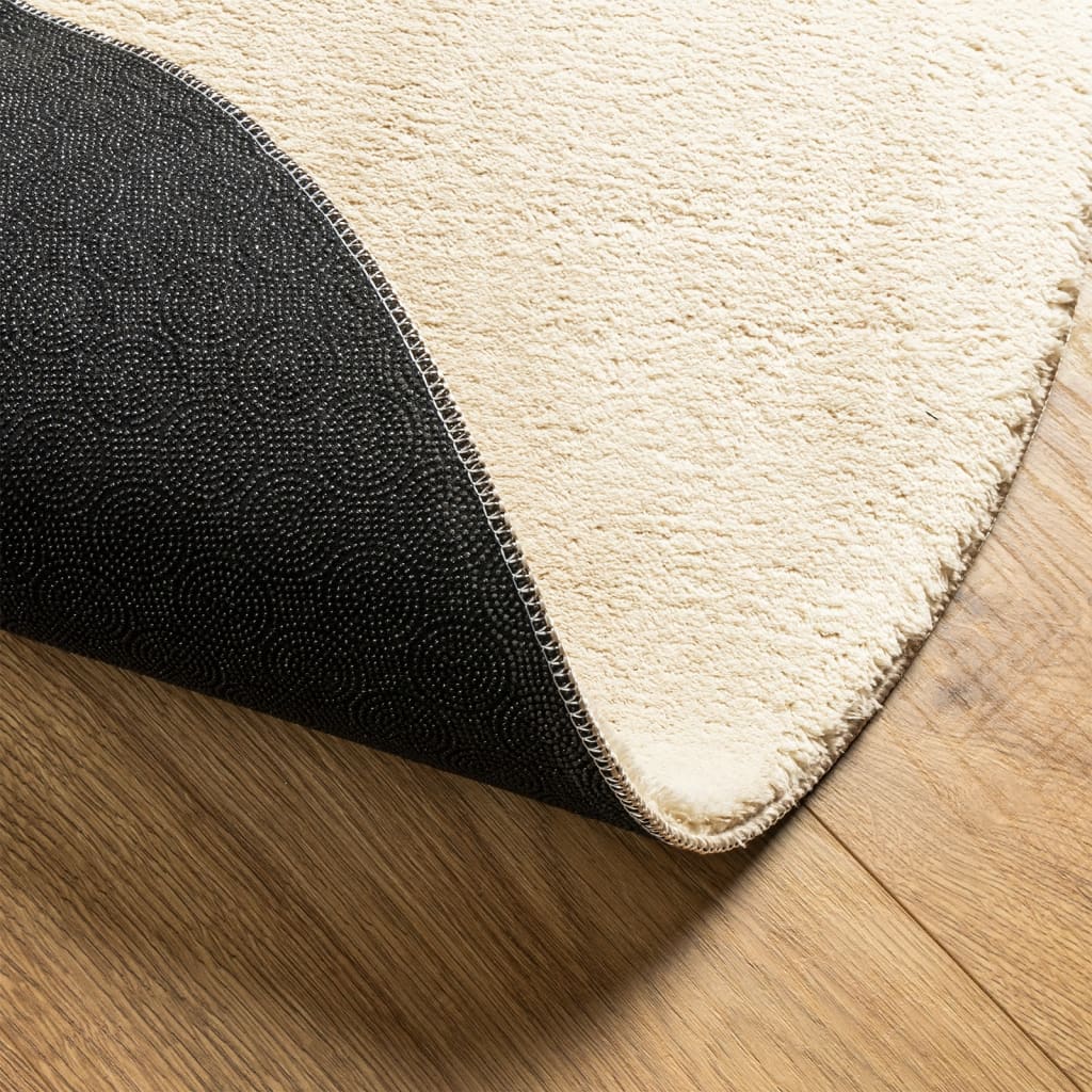 vidaXL Tapis HUARTE à poils courts doux et lavable crème Ø 100 cm