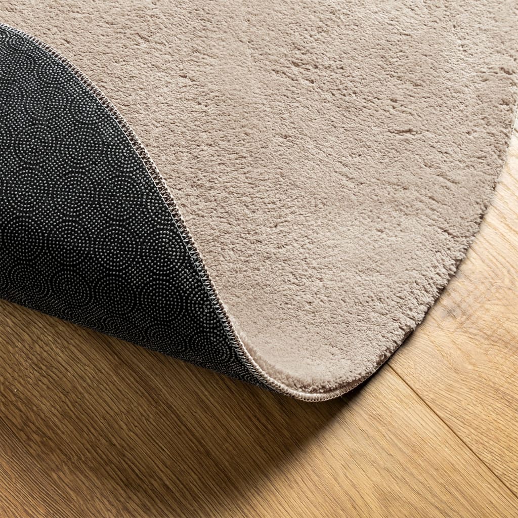 vidaXL Tapis HUARTE à poils courts doux et lavable sable Ø 100 cm