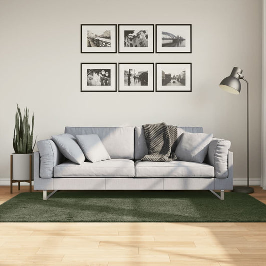 vidaXL Tapis HUARTE à poils courts doux lavable vert forêt 100x200 cm
