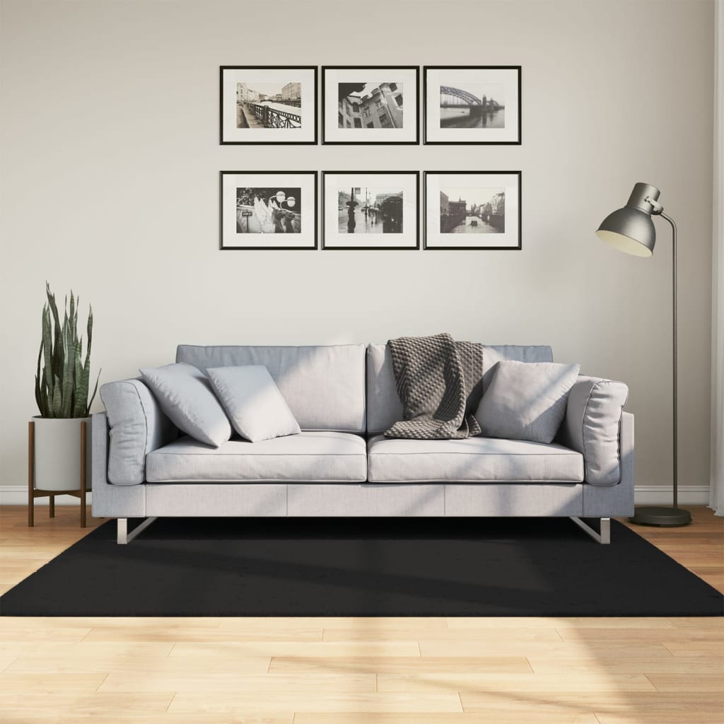 vidaXL Tapis HUARTE à poils courts doux et lavable noir 120x170 cm