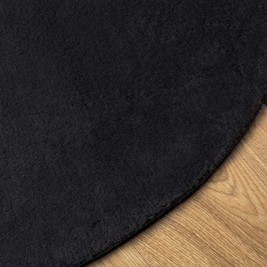 vidaXL Tapis HUARTE à poils courts doux et lavable noir Ø 200 cm