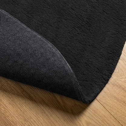 vidaXL Tapis HUARTE à poils courts doux et lavable noir Ø 200 cm