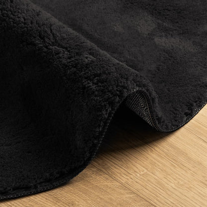 vidaXL Tapis HUARTE à poils courts doux et lavable noir Ø 200 cm