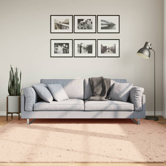 vidaXL Tapis HUARTE à poils courts doux lavable rouge clair 200x200 cm
