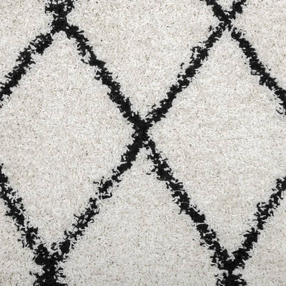vidaXL Tapis shaggy à poils longs moderne crème et noir Ø 280 cm