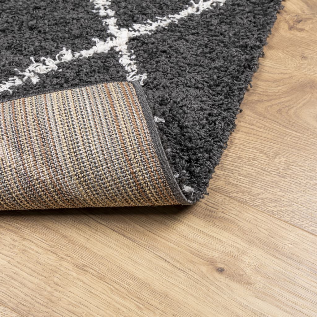 vidaXL Tapis shaggy à poils longs moderne noir et crème 240x340 cm