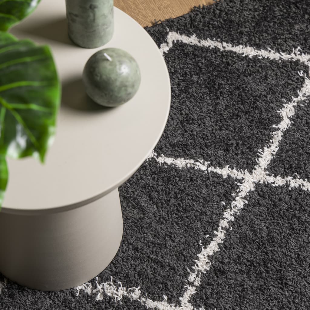 vidaXL Tapis shaggy à poils longs moderne noir et crème 240x340 cm