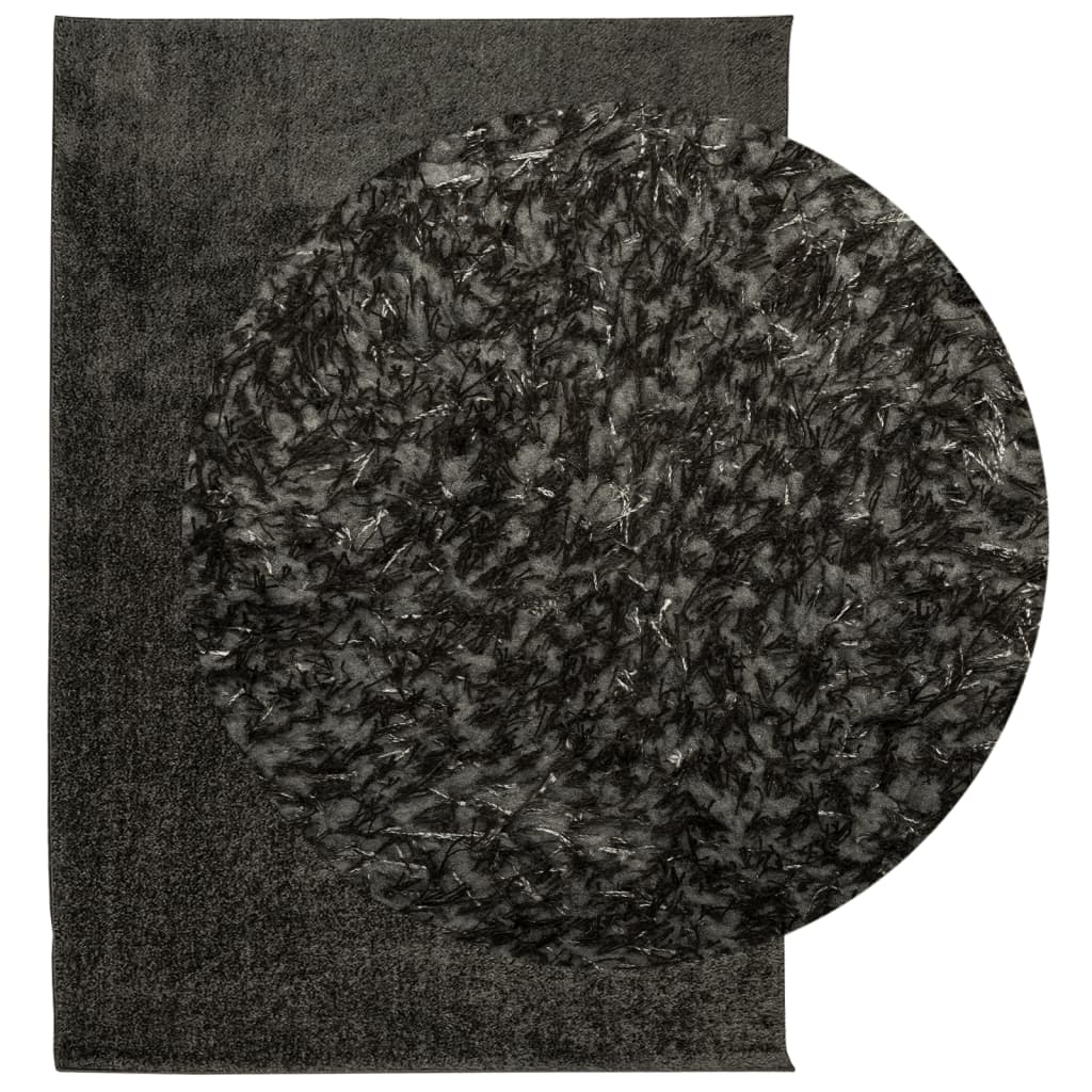 vidaXL Tapis ISTAN à poils longs aspect brillant anthracite 140x200 cm