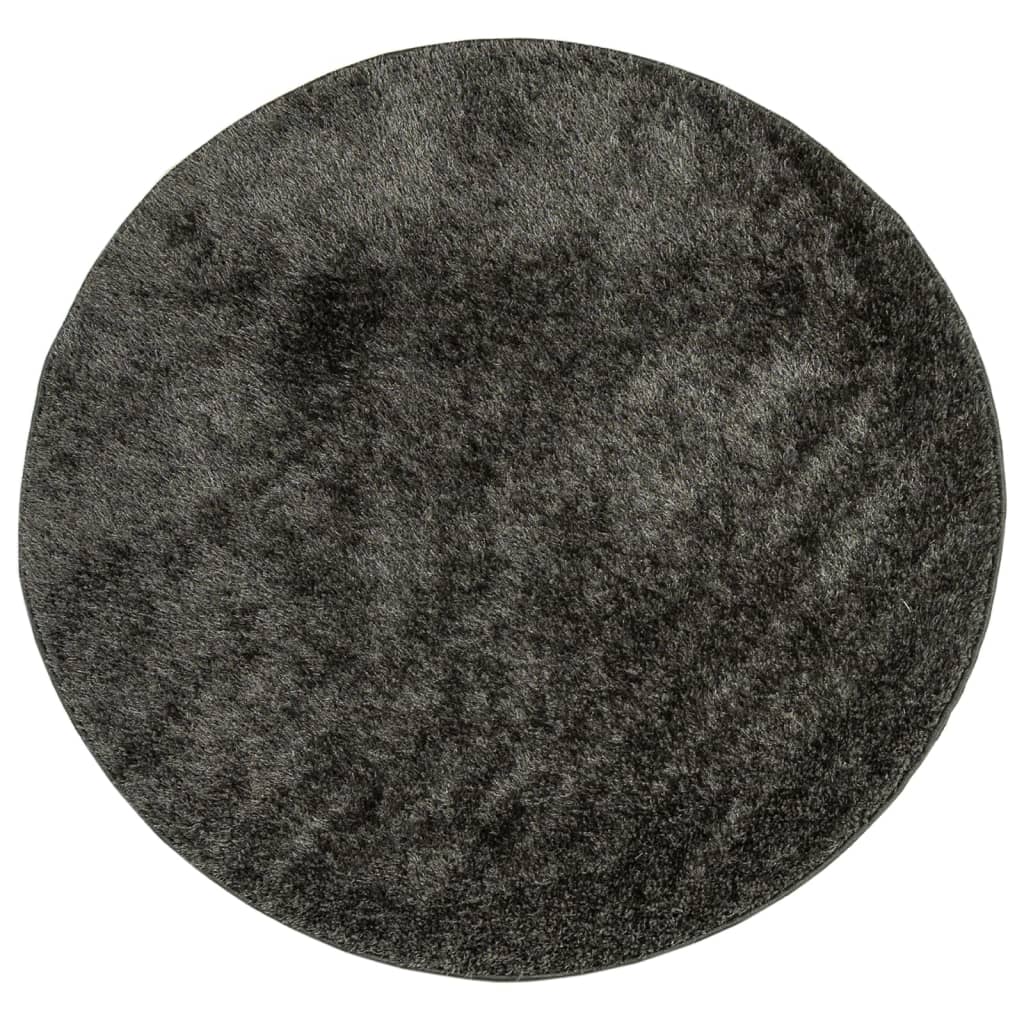 vidaXL Tapis ISTAN à poils longs aspect brillant anthracite Ø 160 cm