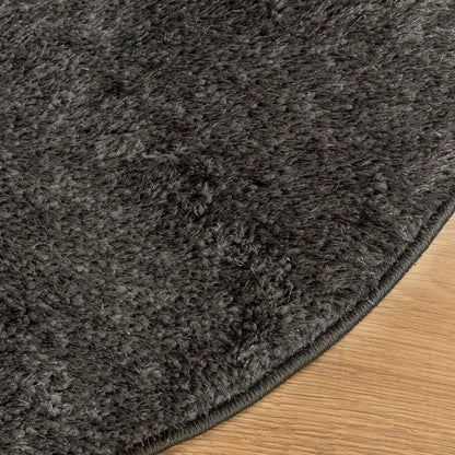 vidaXL Tapis ISTAN à poils longs aspect brillant anthracite Ø 160 cm