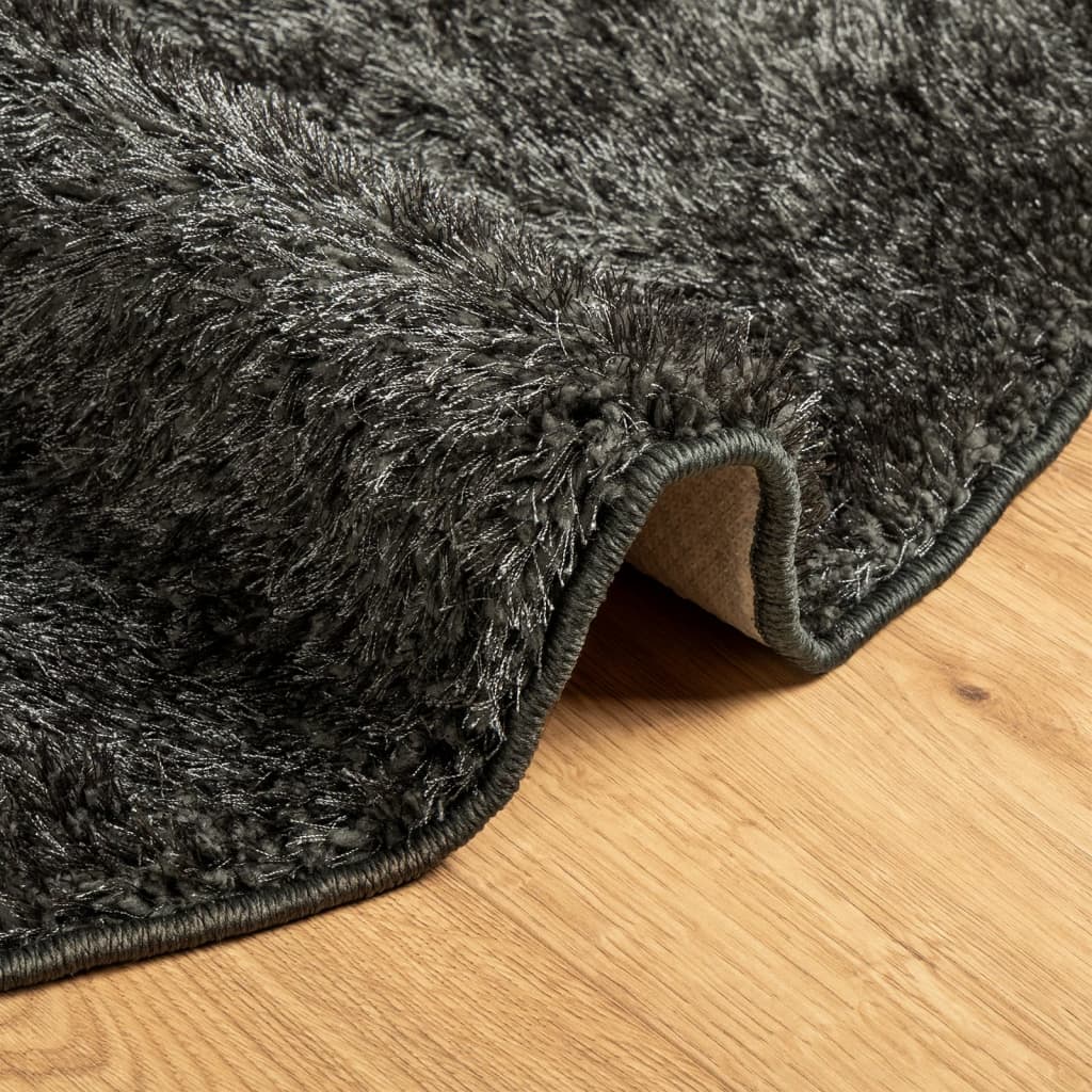 vidaXL Tapis ISTAN à poils longs aspect brillant anthracite Ø 160 cm