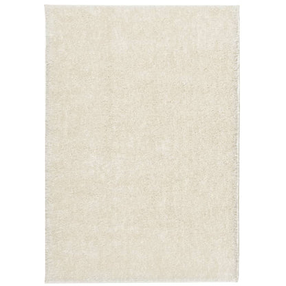 vidaXL Tapis ISTAN à poils longs aspect brillant crème 140x200 cm