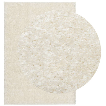 vidaXL Tapis ISTAN à poils longs aspect brillant crème 140x200 cm