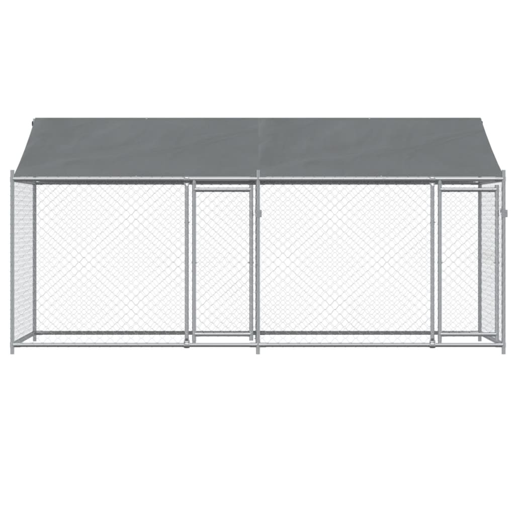 vidaXL Cage pour chien avec toit et portes gris 4x2x2m acier galvanisé
