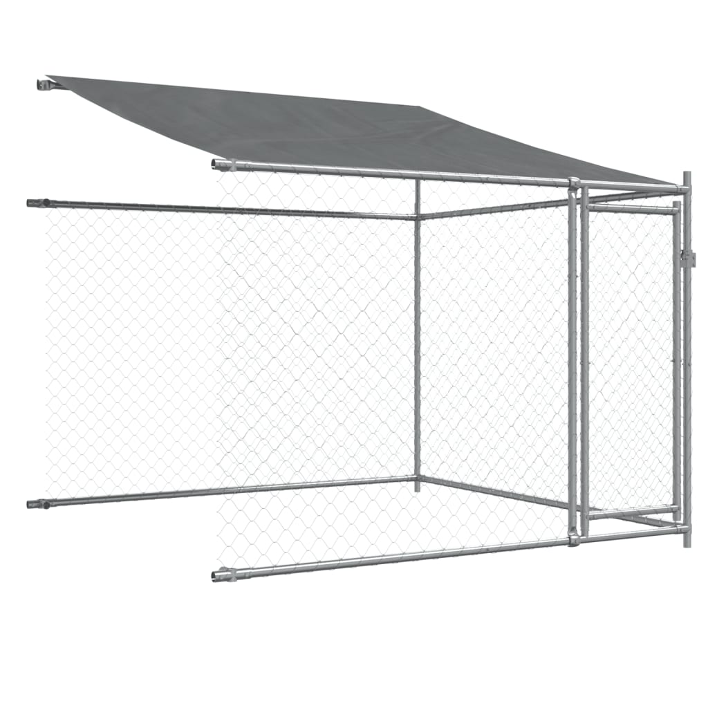 vidaXL Cage pour chien avec toit et portes gris 4x2x2m acier galvanisé