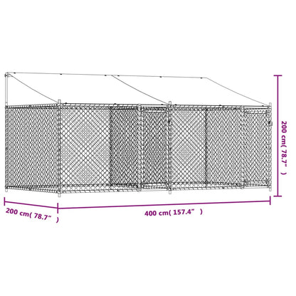 vidaXL Cage pour chien avec toit et portes gris 4x2x2m acier galvanisé