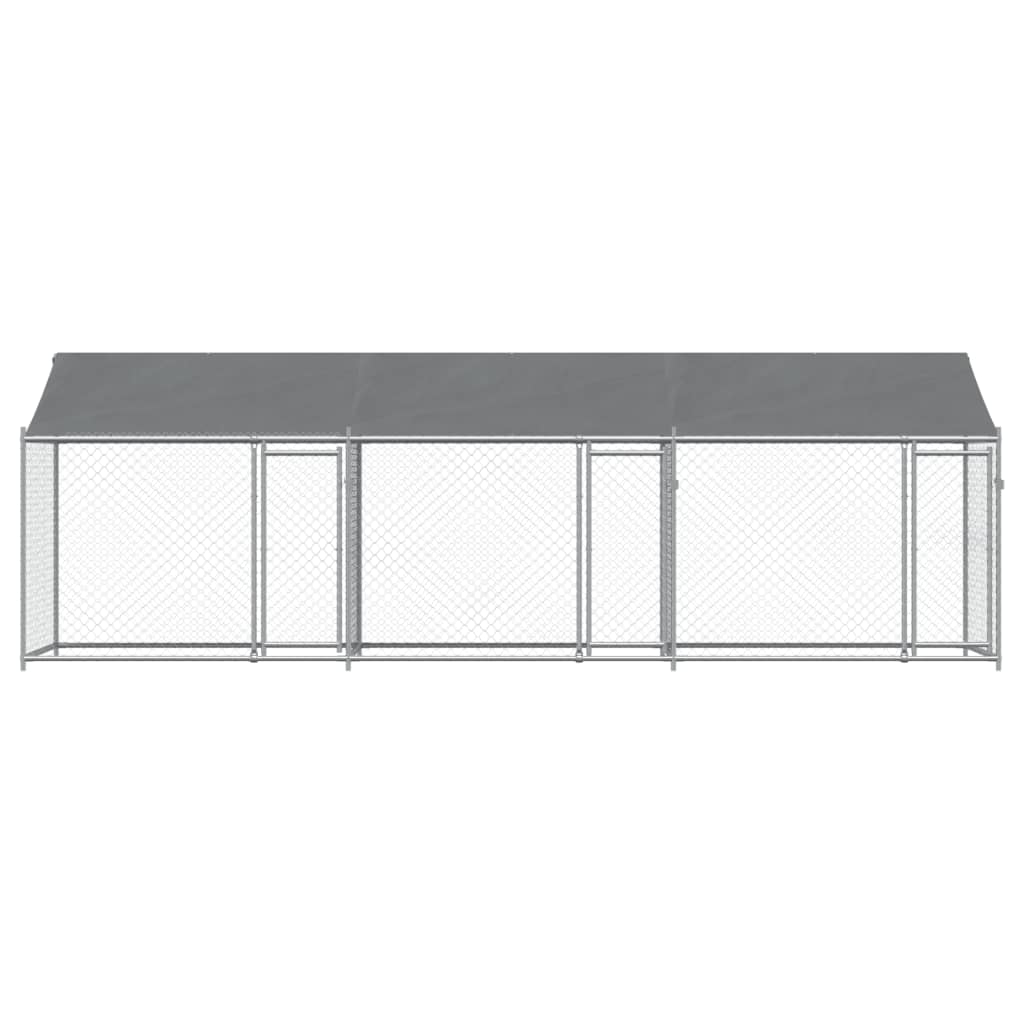 vidaXL Cage pour chien avec toit et portes gris 6x2x2m acier galvanisé