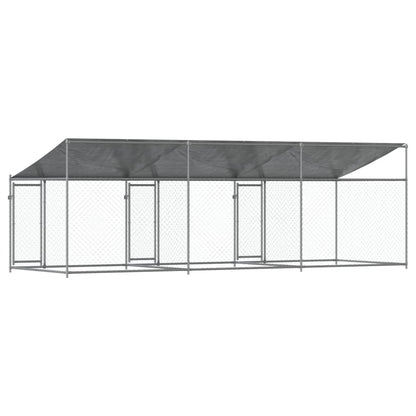 vidaXL Cage pour chien avec toit et portes gris 6x2x2m acier galvanisé