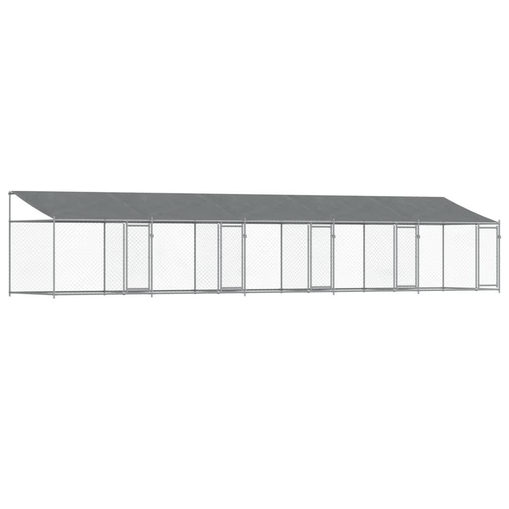 vidaXL Cage pour chien avec toit/portes gris 10x2x2 m acier galvanisé