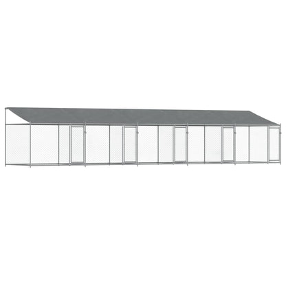 vidaXL Cage pour chien avec toit/portes gris 10x2x2 m acier galvanisé