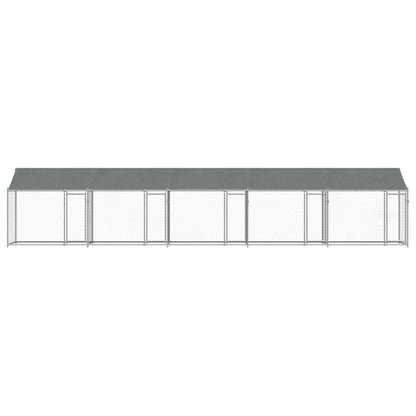 vidaXL Cage pour chien avec toit/portes gris 10x2x2 m acier galvanisé