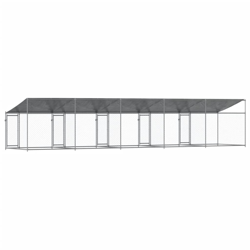vidaXL Cage pour chien avec toit/portes gris 10x2x2 m acier galvanisé